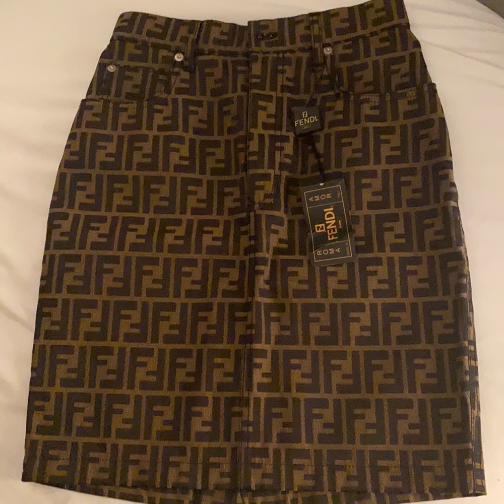 Fendi brown zucca skirt